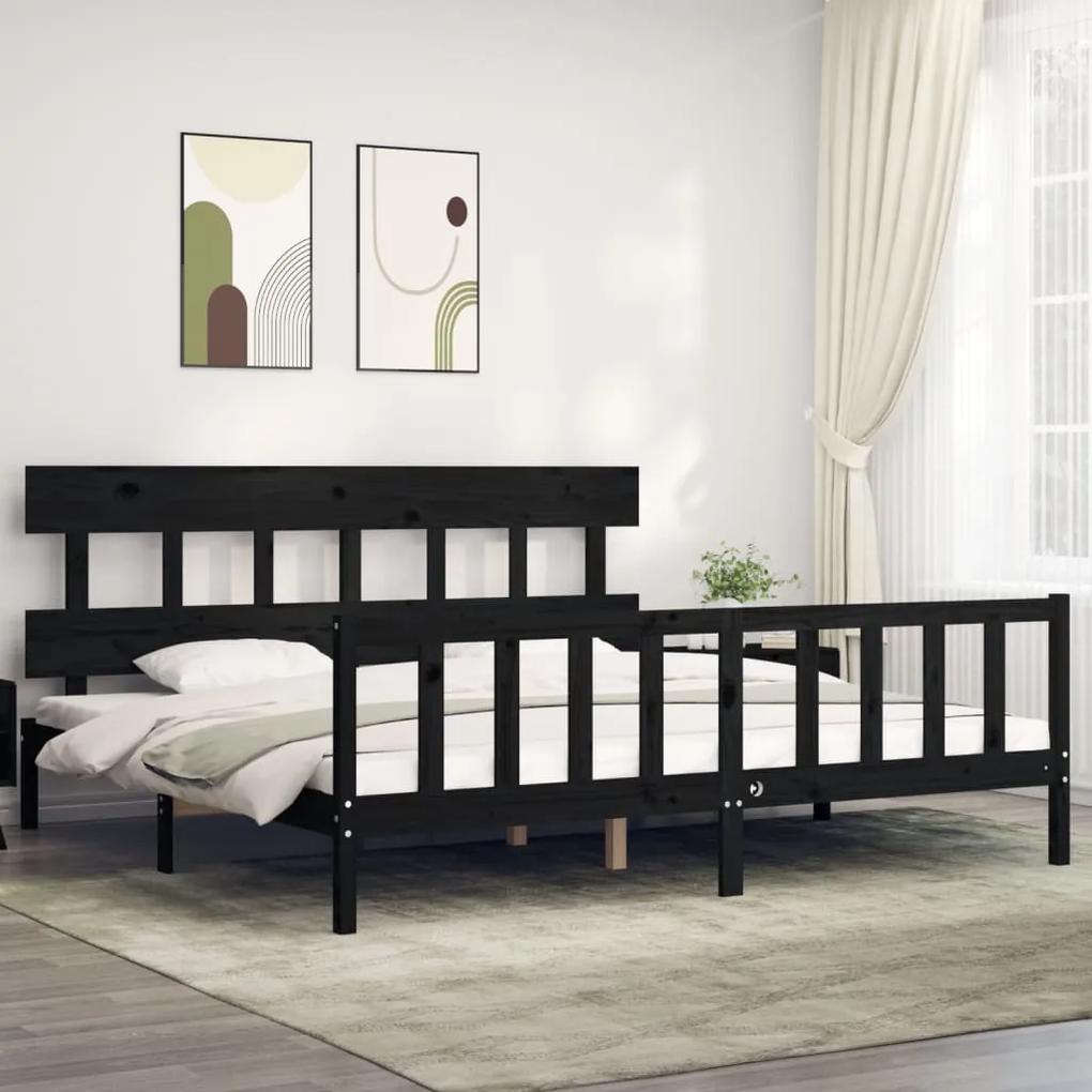 3193360 vidaXL Estrutura de cama com cabeceira 200x200 cm madeira maciça preto
