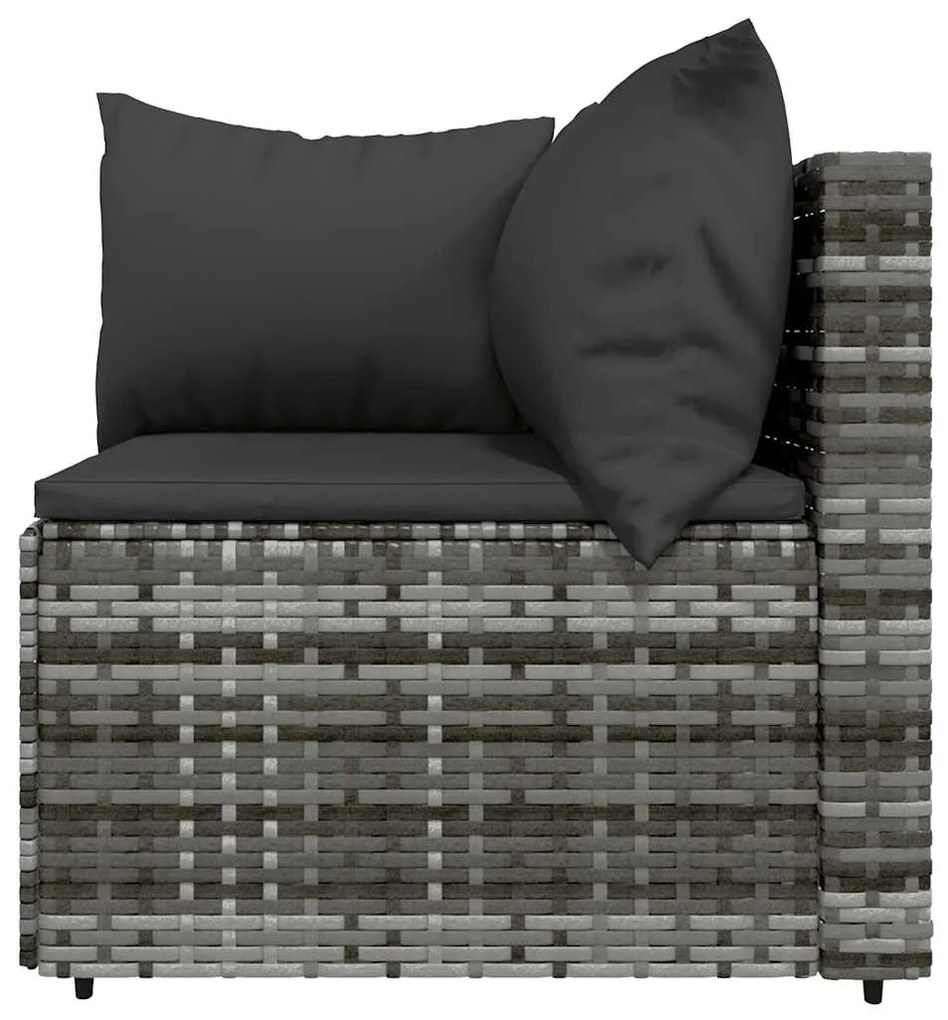 4 pcs conjunto lounge de jardim c/ almofadões vime PE cinzento