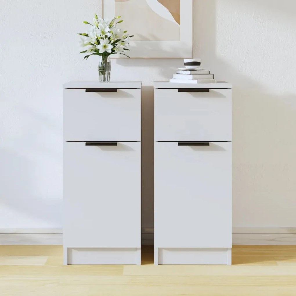 vidaXL Aparadores 2 pcs 30x30x70 cm madeira processada branco