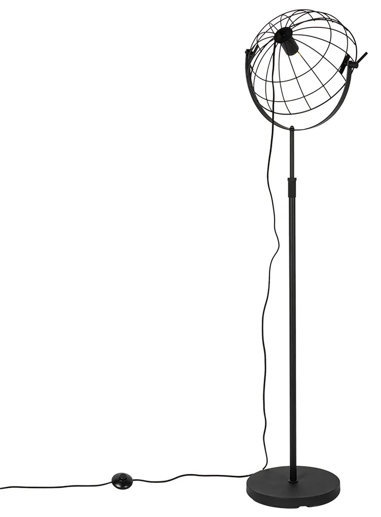 Candeeiro de pé industrial preto 35 cm ajustável - Hanze