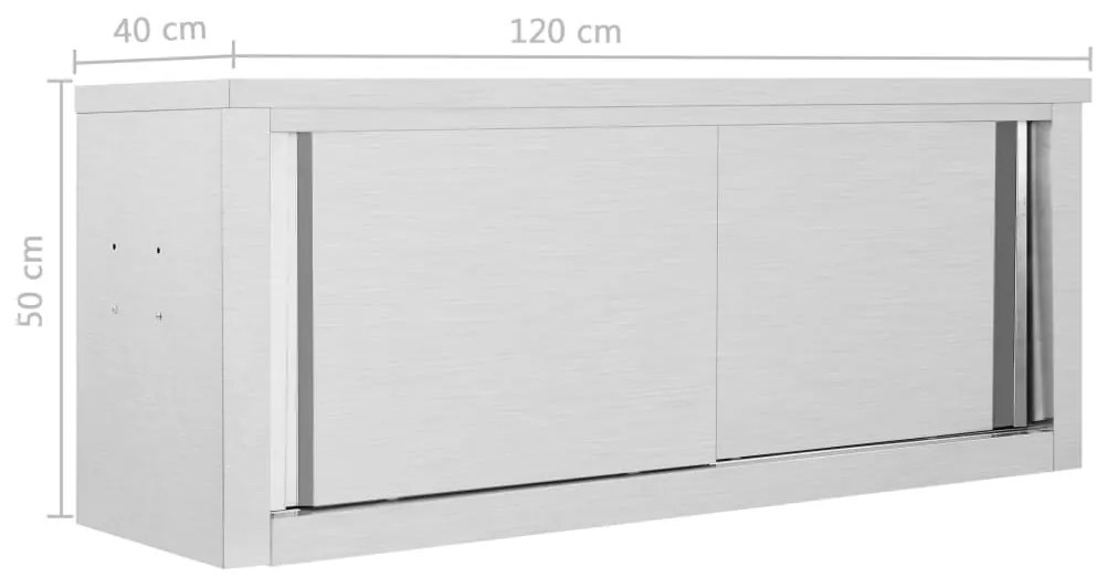Móvel parede cozinha portas correr 120x40x50 cm aço inoxidável
