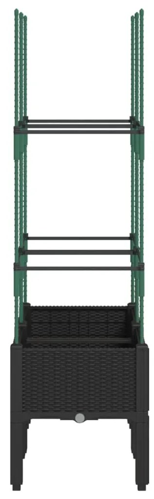 Vaso/floreira de jardim c/ treliça 80x40x142,5 cm PP preto