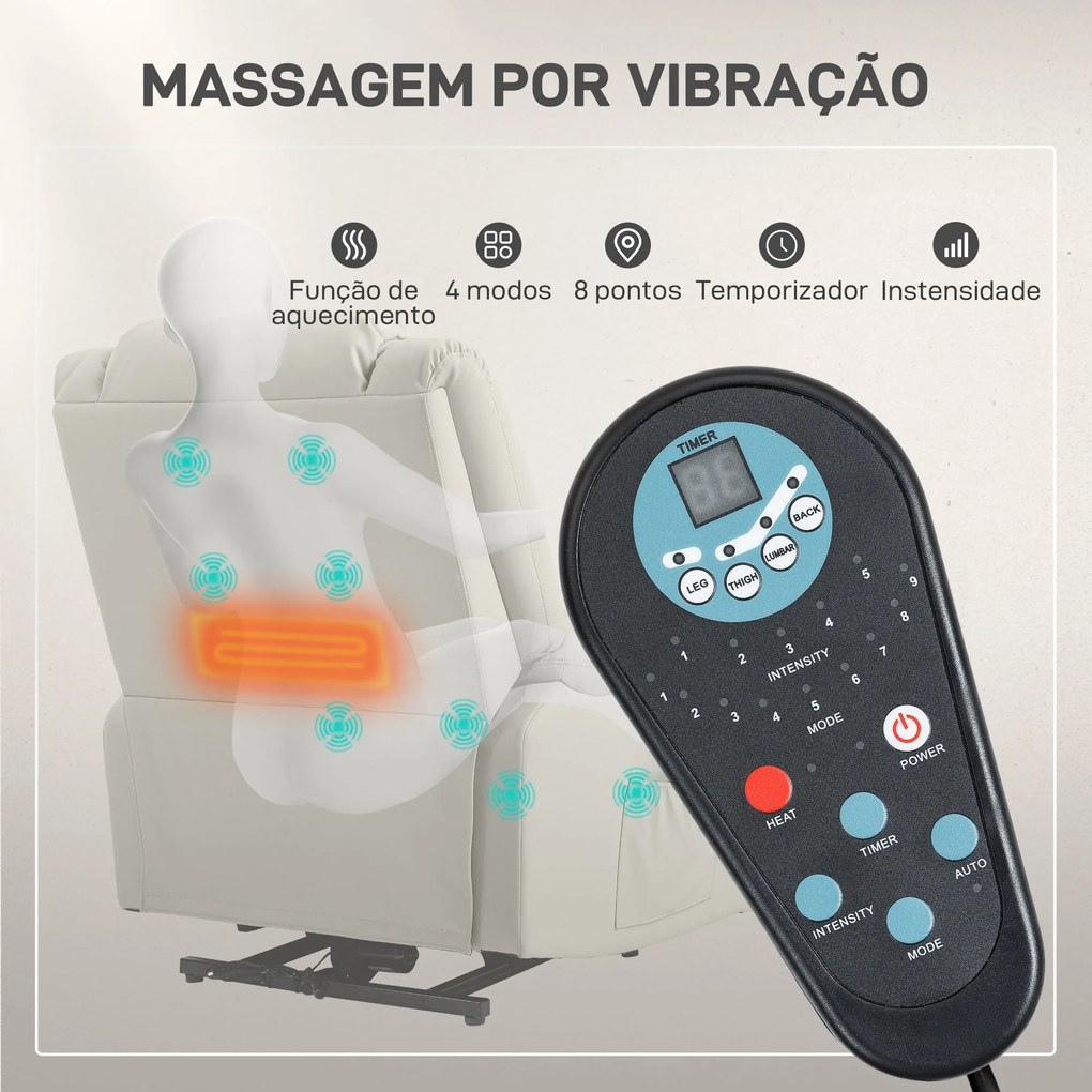 Poltrona Relax Levanta Pessoas Elétrica Poltrona com 8 Pontos de Massa