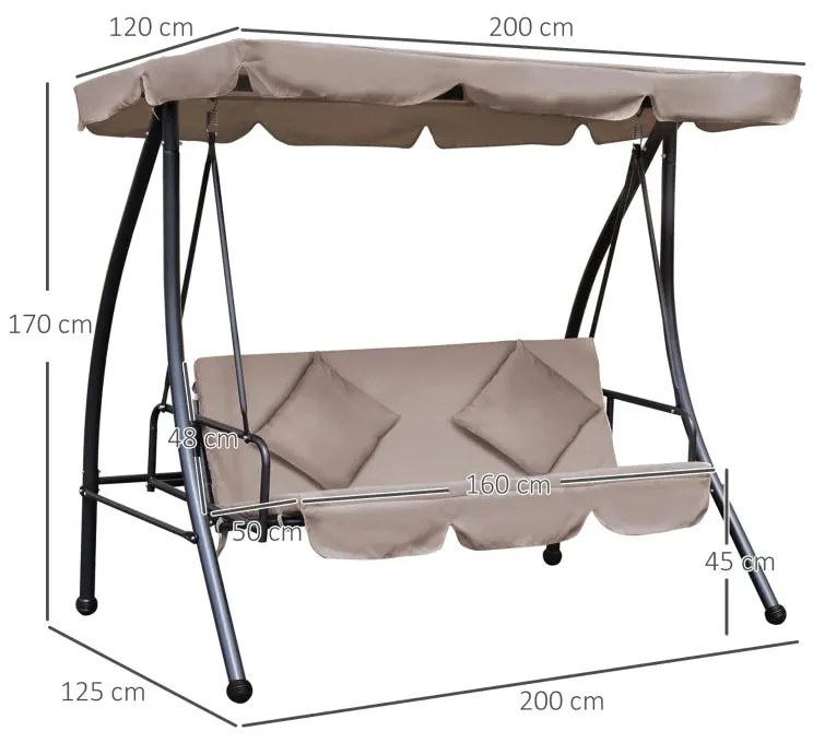 Baloiço de Jardim Convertível em Cama Braish - Bege - Design Moderno