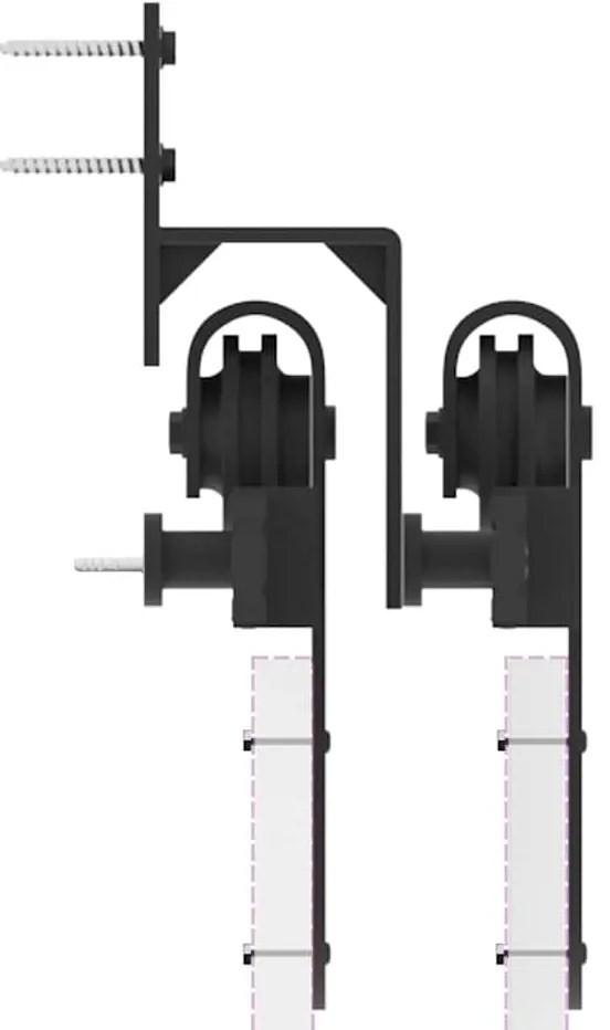 Kit de ferragens para porta deslizante 366 cm aço preto