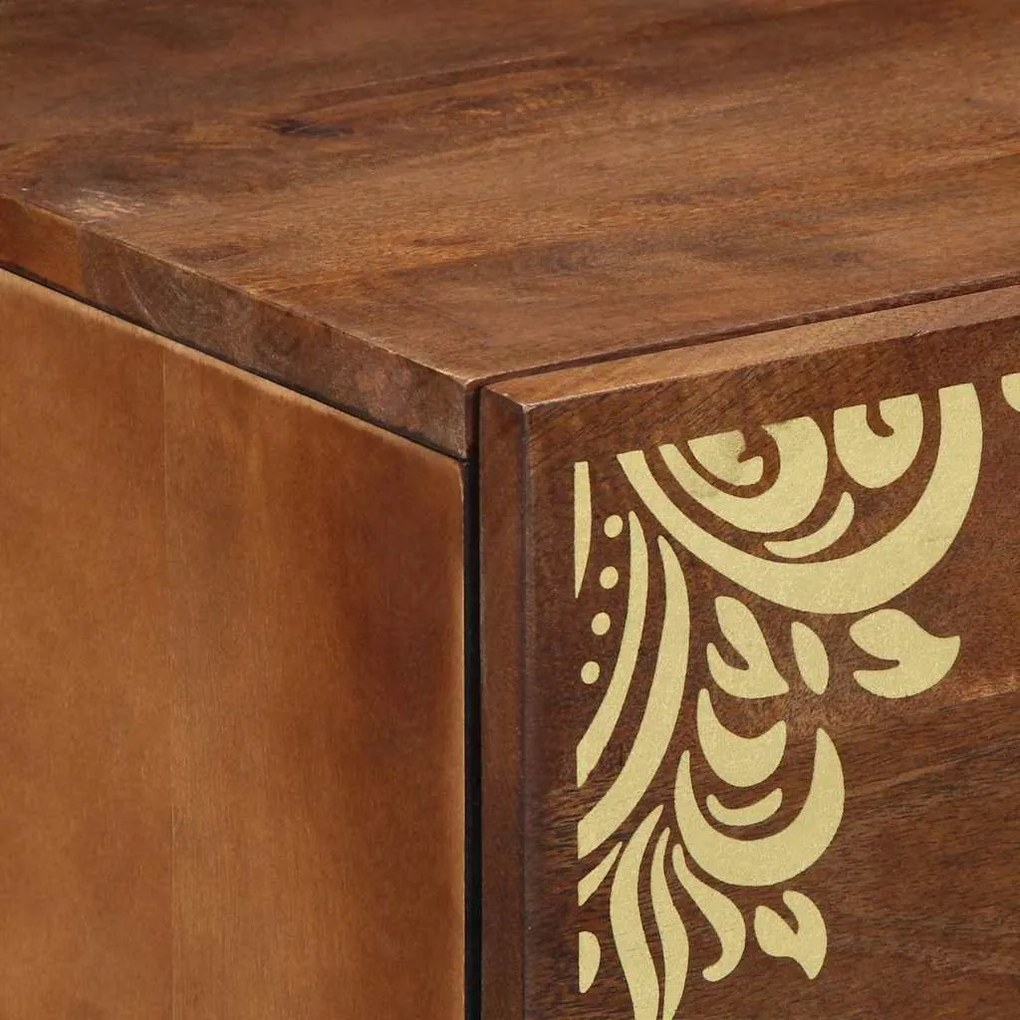 mesa de cabeceira Castanho mel com padrões decorativos dourados