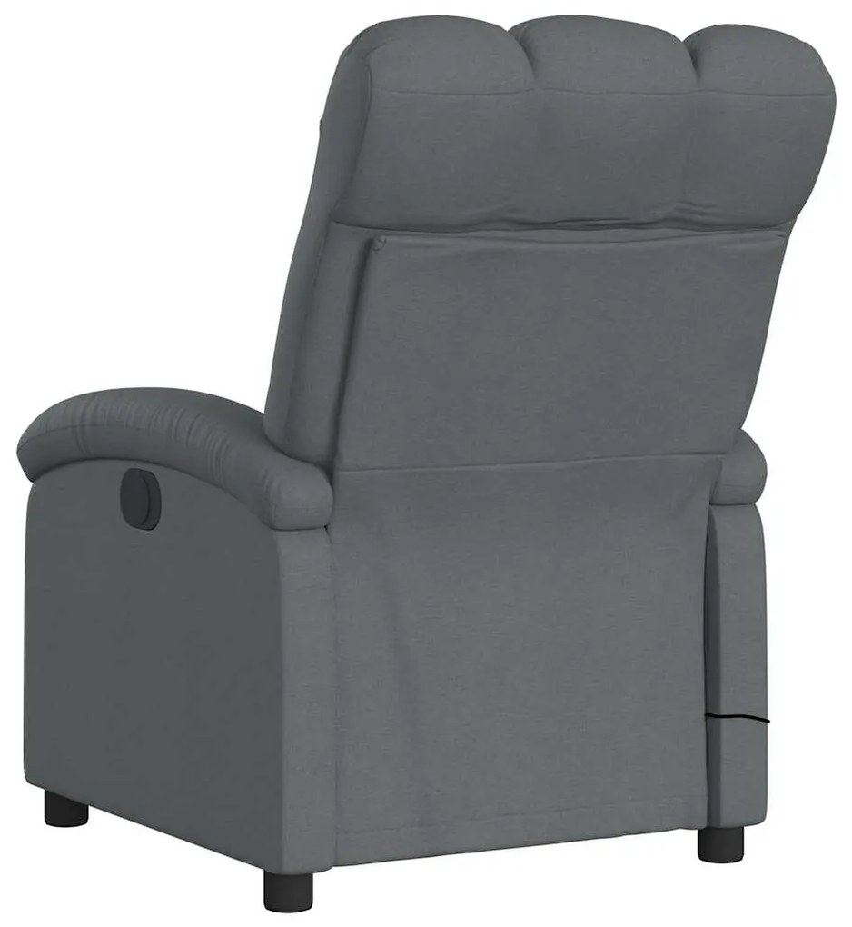Poltrona de massagens reclinável tecido cinzento-escuro