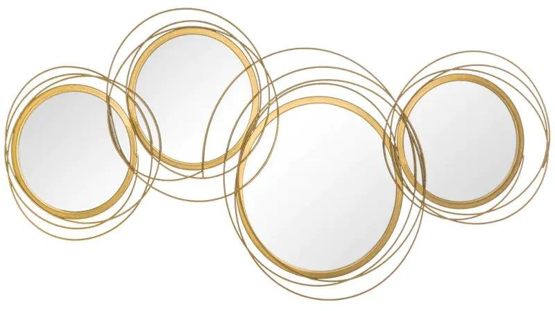 Conjunto de 4 Espelhos de Parede Belle com efeito 3D Dourado - Design