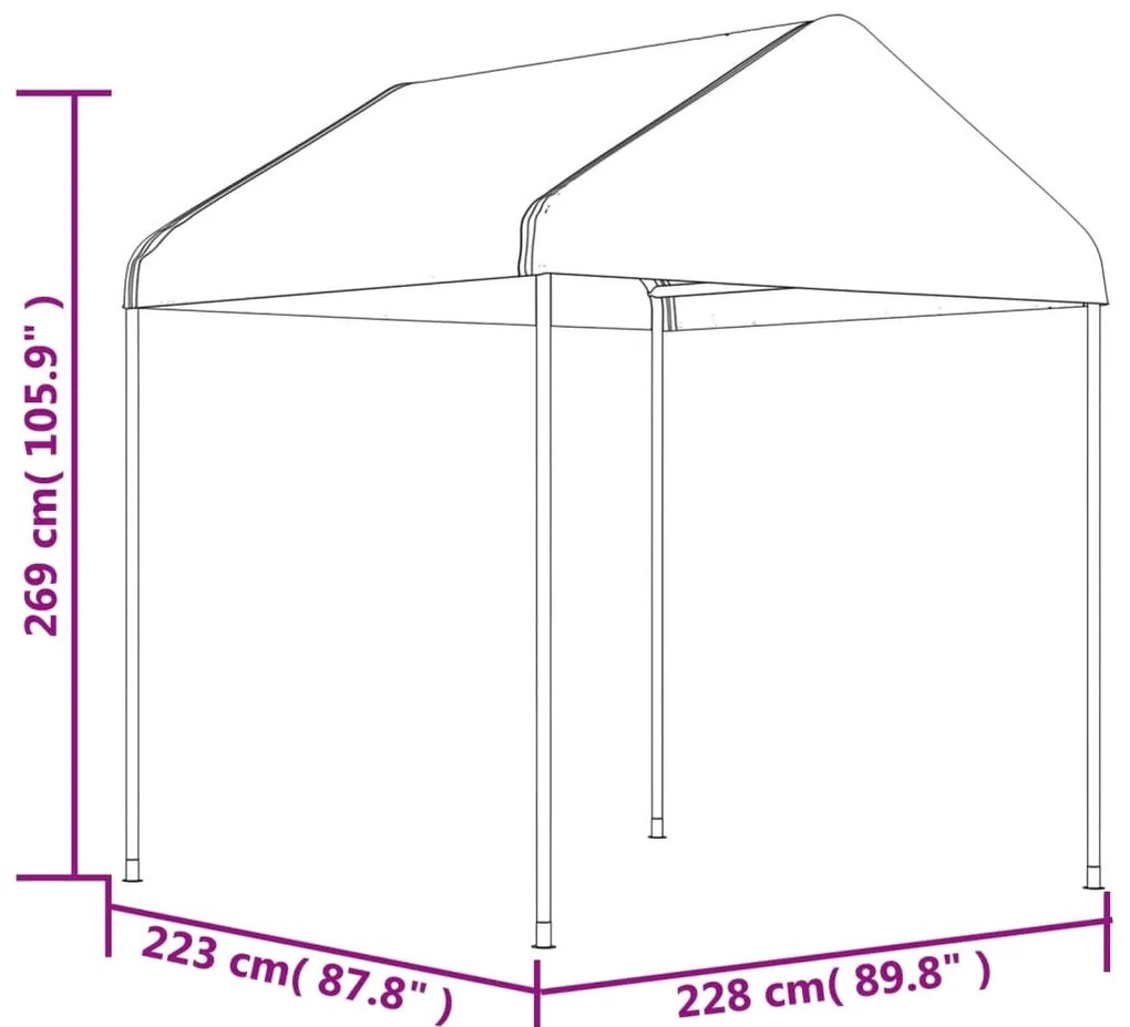 Gazebo com telhado 11,15x2,28x2,69 m polietileno branco