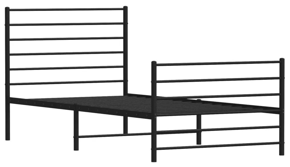 Estrutura de cama com cabeceira e pés 90x190 cm metal preto