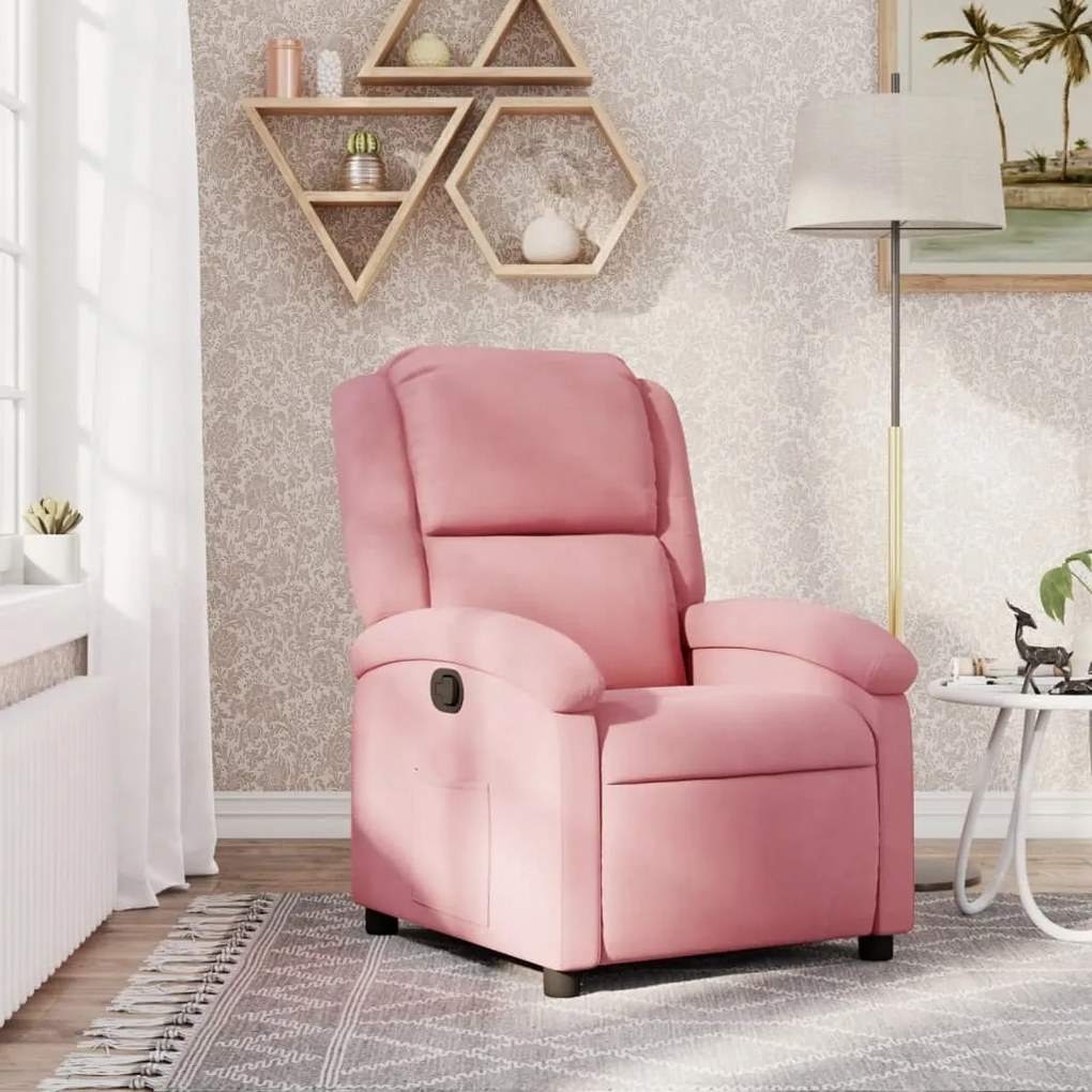 vidaXL Poltrona reclinável veludo rosa