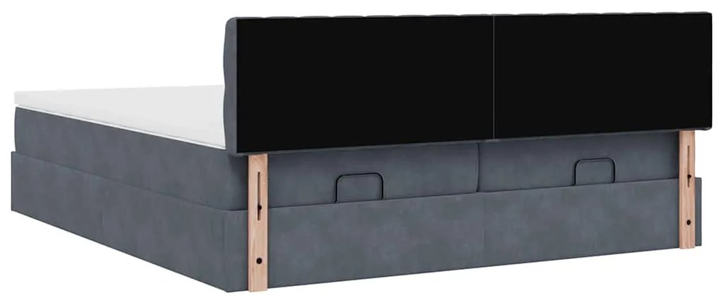 Estrutura cama otomana colchões 160x200 cm cinzento escuro