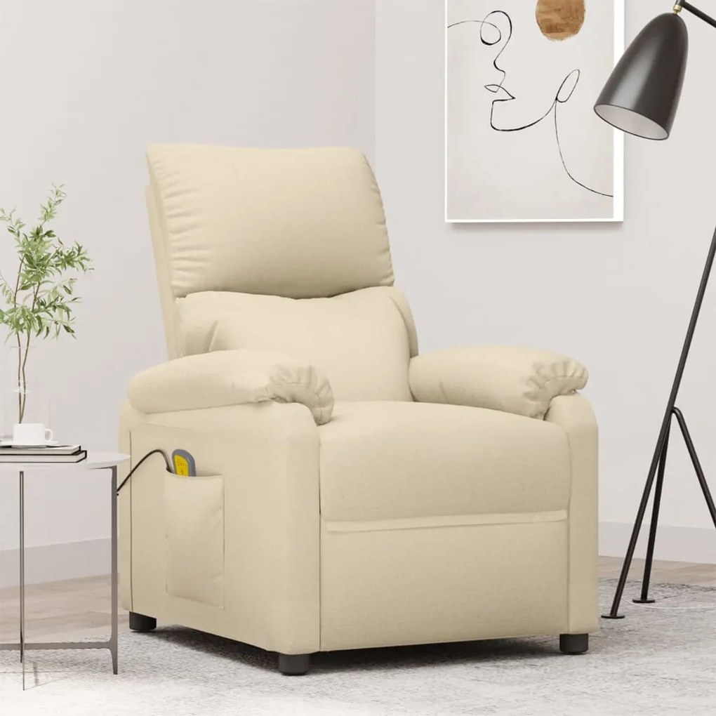 vidaXL Poltrona de massagens tecido cor creme