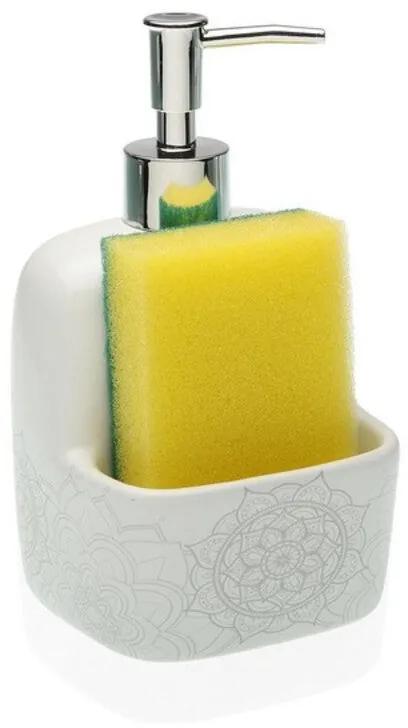 Dispensador de detergente 2 em 1 para lava-louça Mandala Cerâmica (9,4 x 17,8 x 10,5 cm)