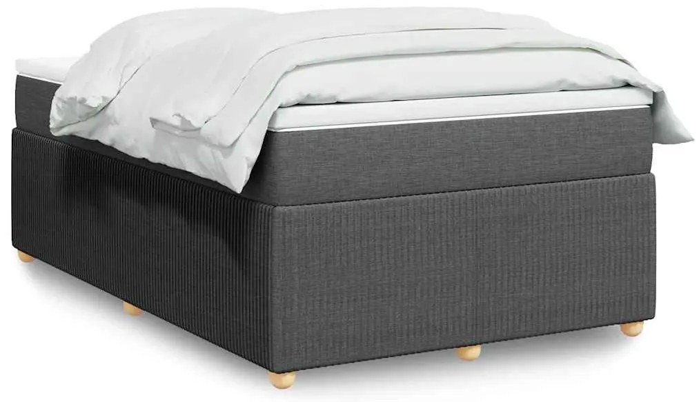 vidaXL Cama com molas/colchão 120x200 cm tecido cinzento-escuro