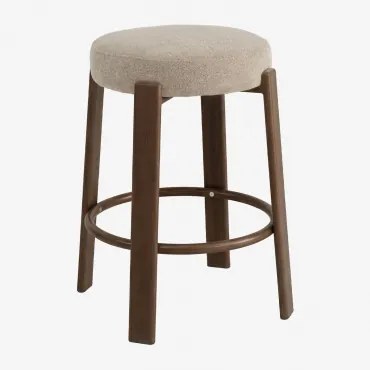 Banqueta Alta 65 Cm Em Tecido Chenille E Ferro Jolie Madeira Escura & Chenille Castanho Trigo - Sklum