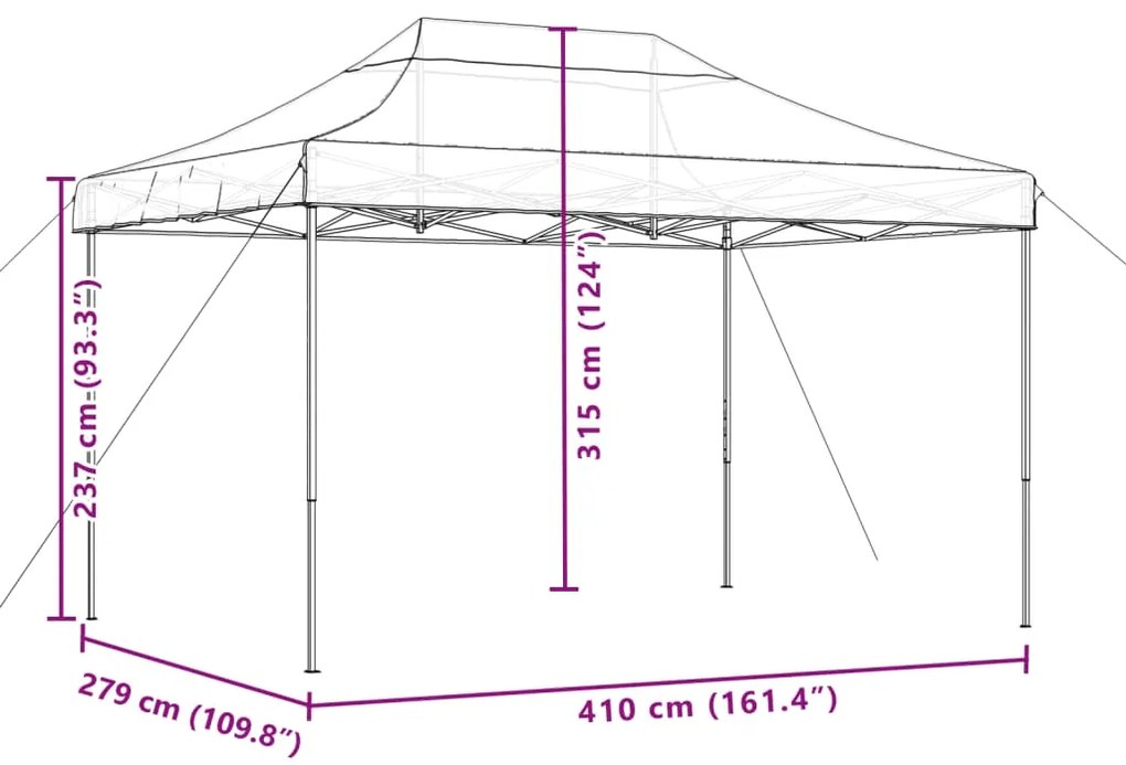 Tenda para festas pop-up dobrável 410x279x315 cm castanho