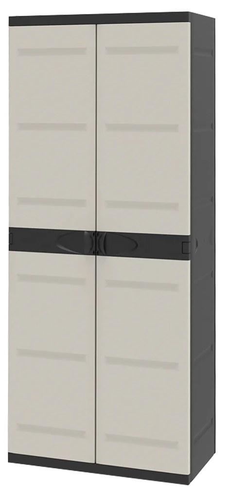 Armário Plástico Titanium Retangular Preto / Bege 70X44X176cm