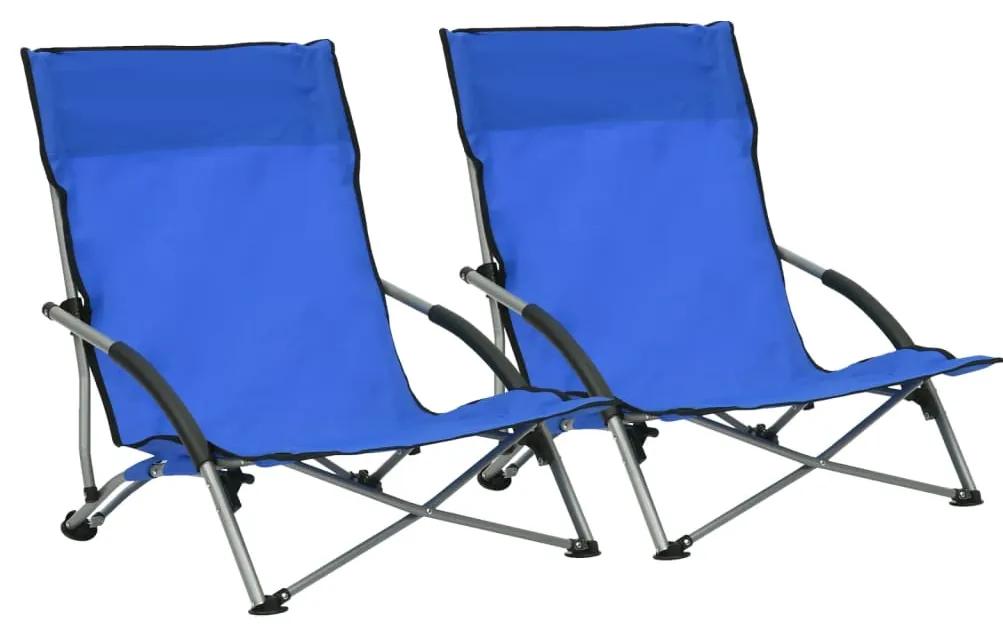 312488 vidaXL Cadeiras de praia dobráveis 2 pcs tecido azul