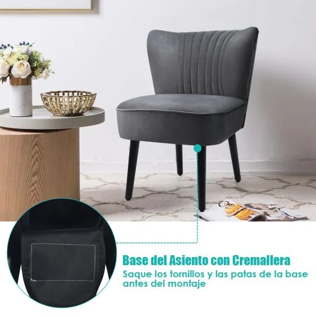 Conjunto de 2 cadeiras de acento de veludo estilo nórdico moderno com pernas de madeira Costas ergonómicas Encosto ergonómico para sala de estar Quart