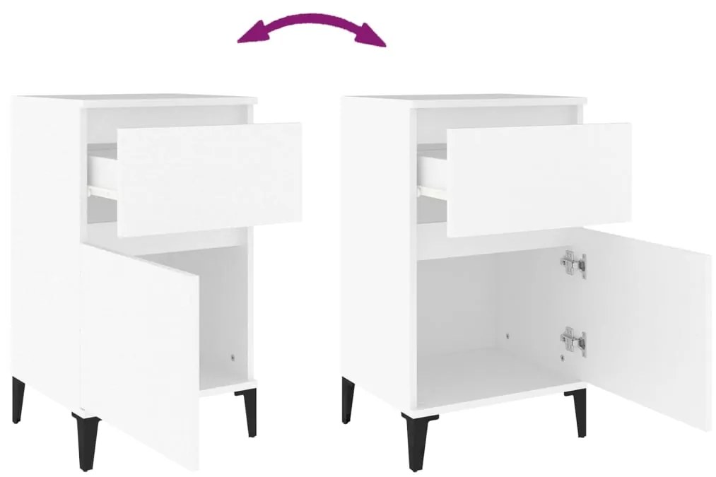 Mesa de cabeceira 40x35x70 cm branco