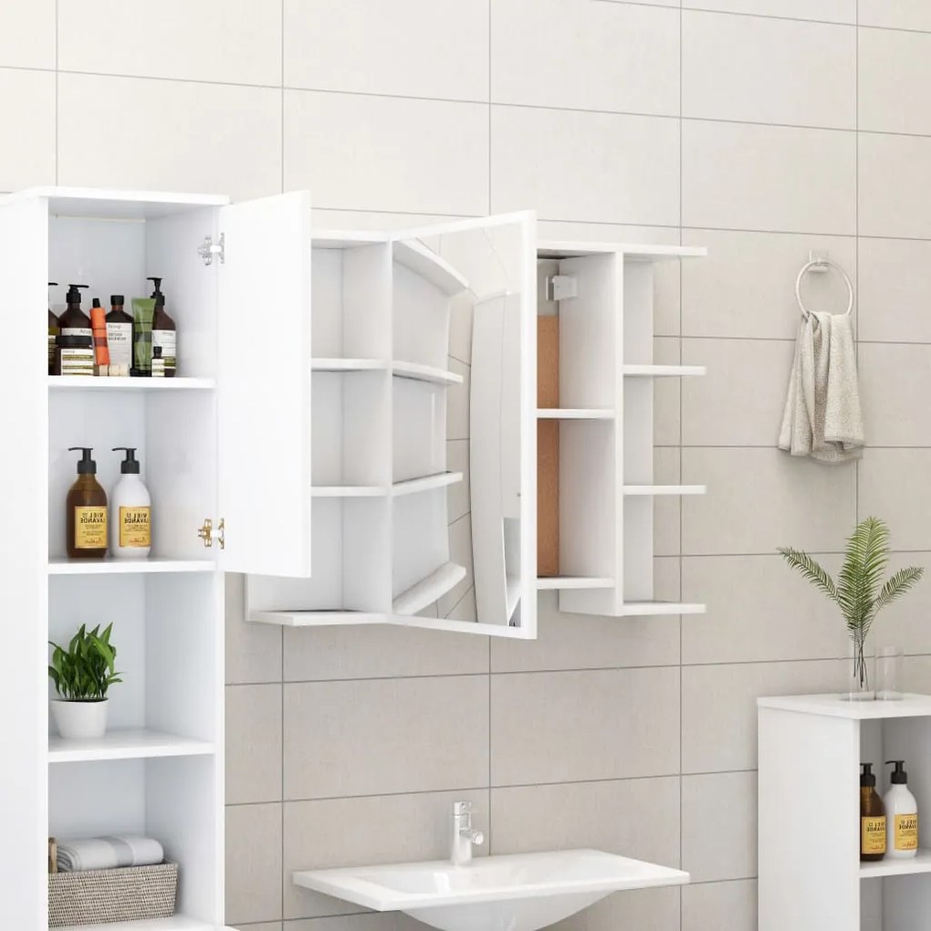 3 pcs conjunto de móveis de casa de banho contraplacado branco