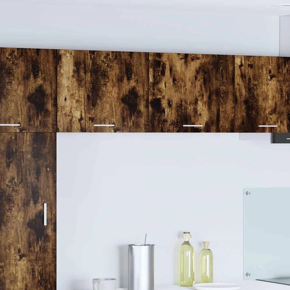 vidaXL Armário suspenso com porta 2 pcs Carvalho Defumado e Branco