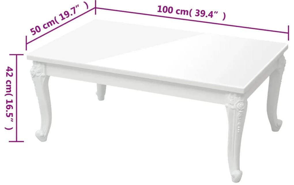 Mesa de centro 100x50x42 cm derivados madeira branco brilhante
