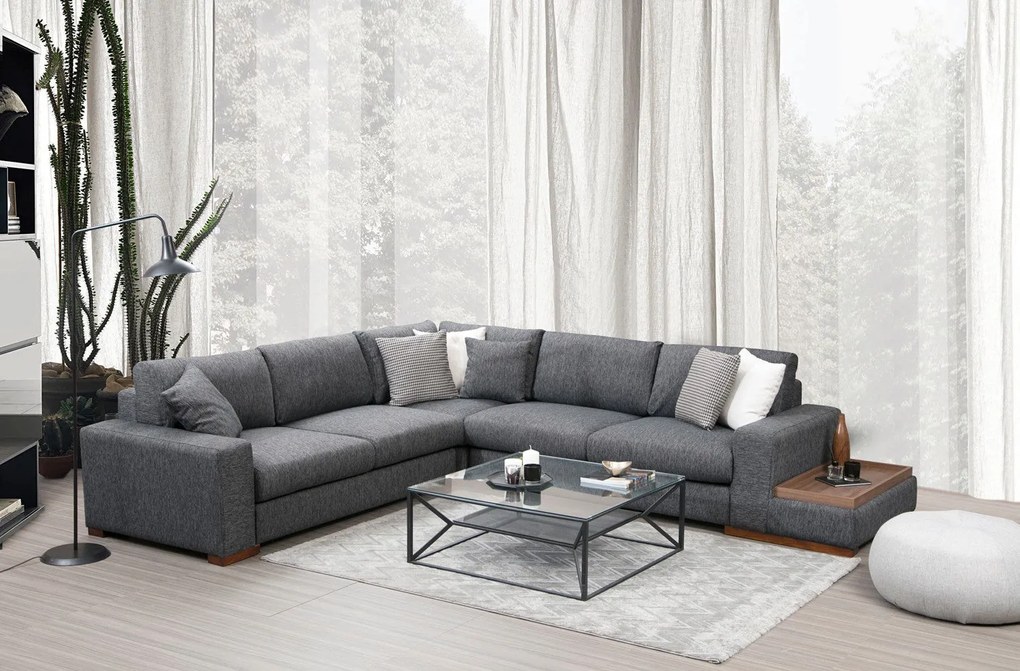 Sofá de Canto "Loop" – Cor Antracite – Medidas 282 cm x 323 cm x 95 cm