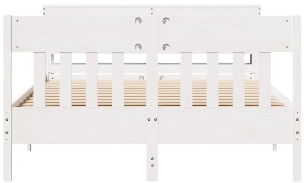Cama sem colchão 140x190 cm madeira de pinho maciça branco