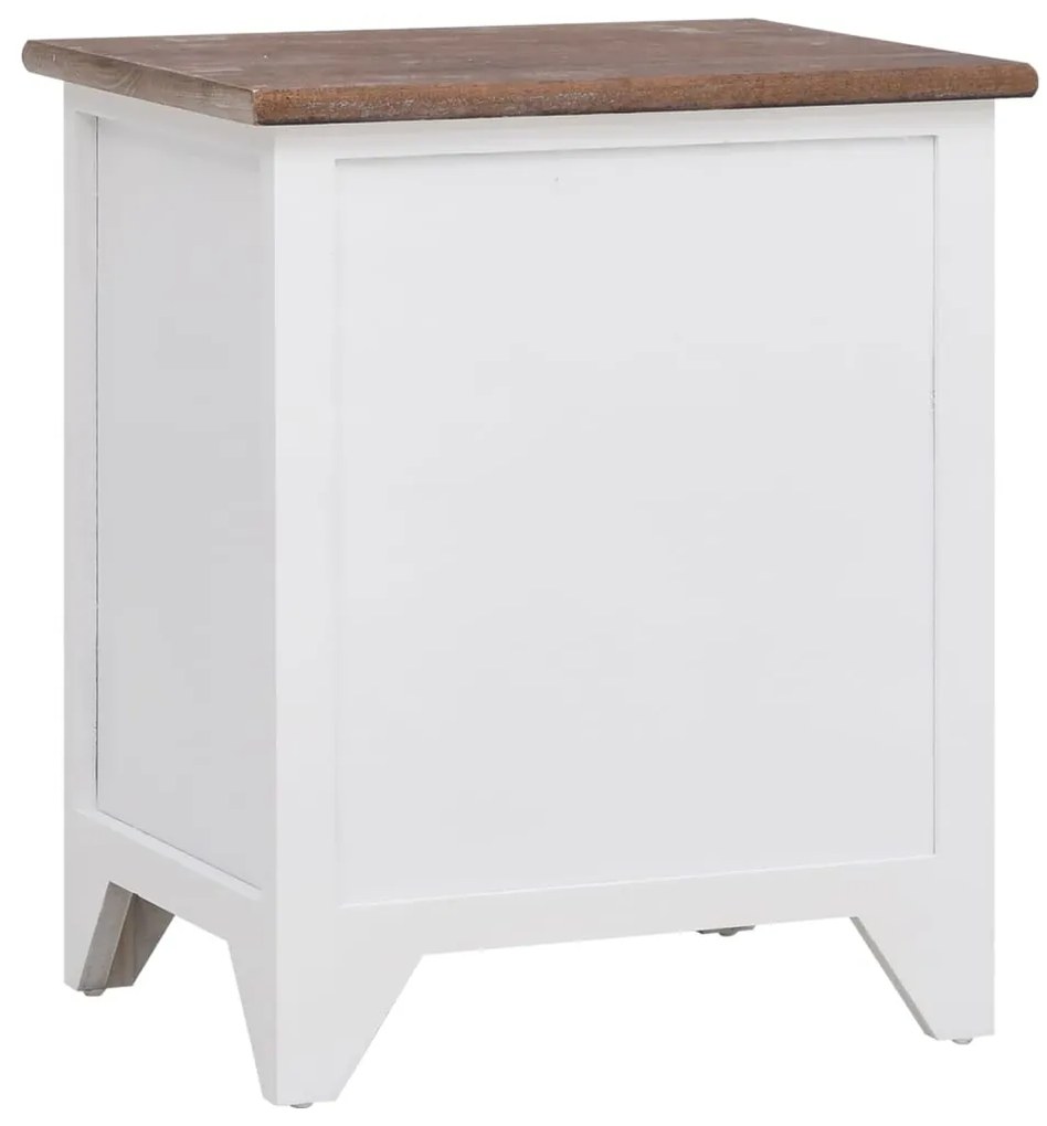 Mesa de cabeceira com 2 gavetas 2 pcs castanho e branco
