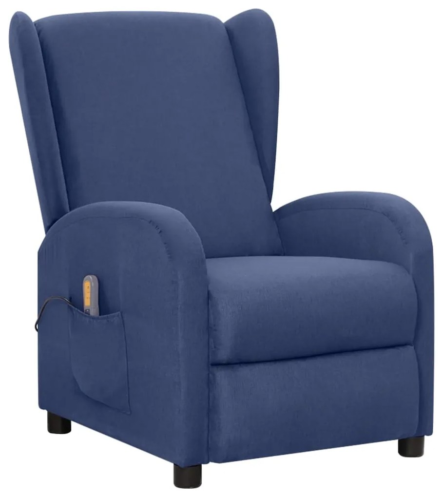 vidaXL Poltrona de massagens tecido azul