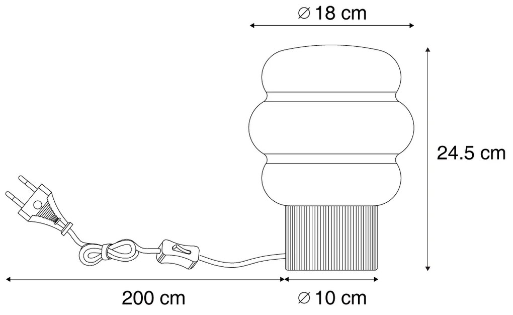 Candeeiro de Mesa Japandi Bege com Vidro Opalino 18cm - Kumo Japandi