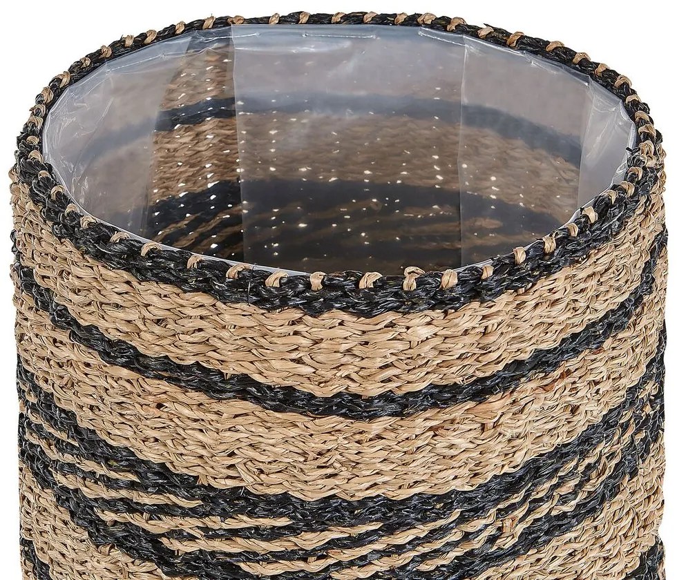Conjunto de 3 vasos em fibra de algas cor natural e preto, RASBORA Beliani
