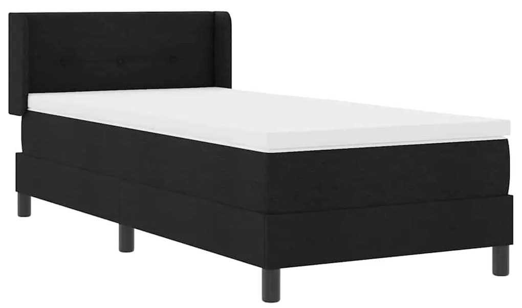 Cama Box com cabeceira Preto 90 x 190 cm Tecido e Espuma