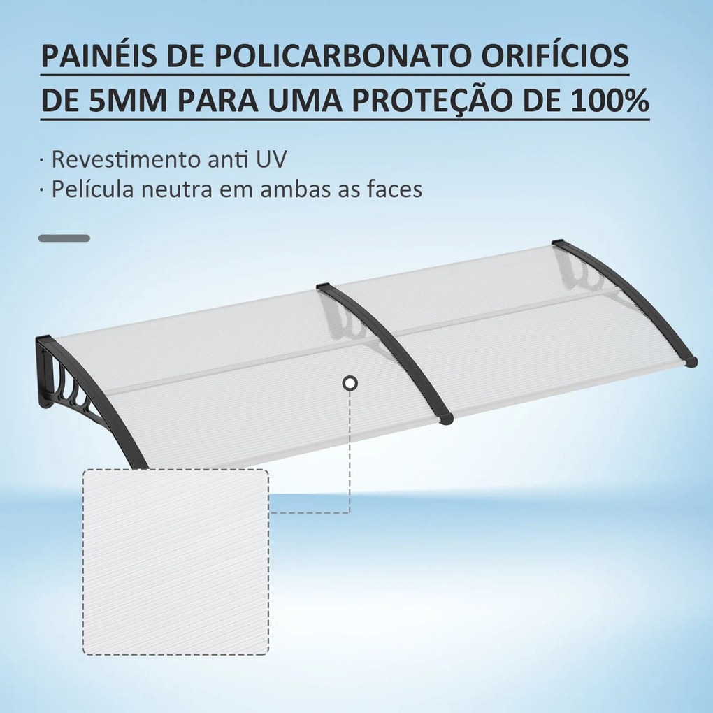 Outsunny Marquise para Portas e Janelas 195x75x23 cm Marquise com Prot