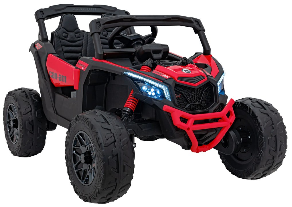 Carro elétrico para Crianças 24V 4x4 ATV CAN-AM Maverick Rodas de EVA, Assento de couro Vermelho