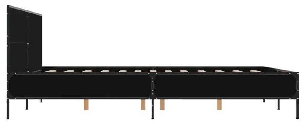 Estrutura de cama 160x200 cm derivados de madeira/metal preto