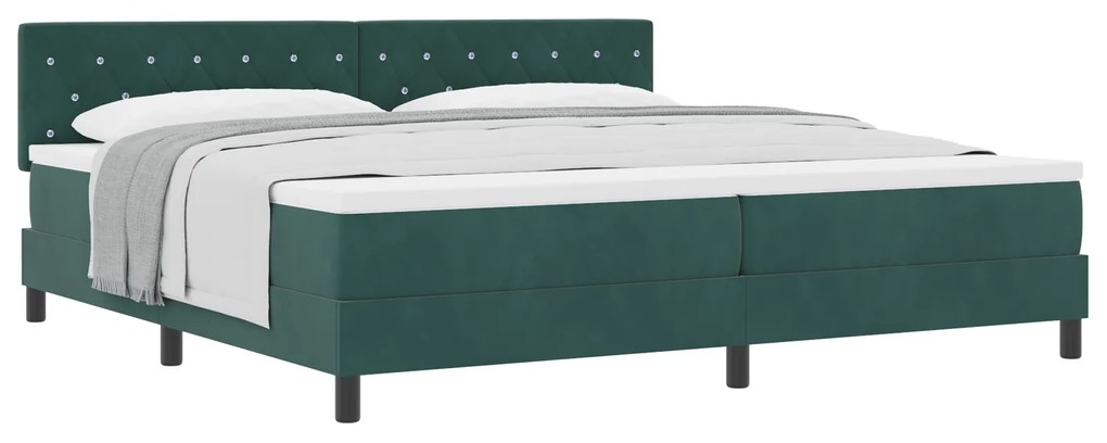 Cama Box Spring com Colchão verde escuro 200x200 cm de Veludo