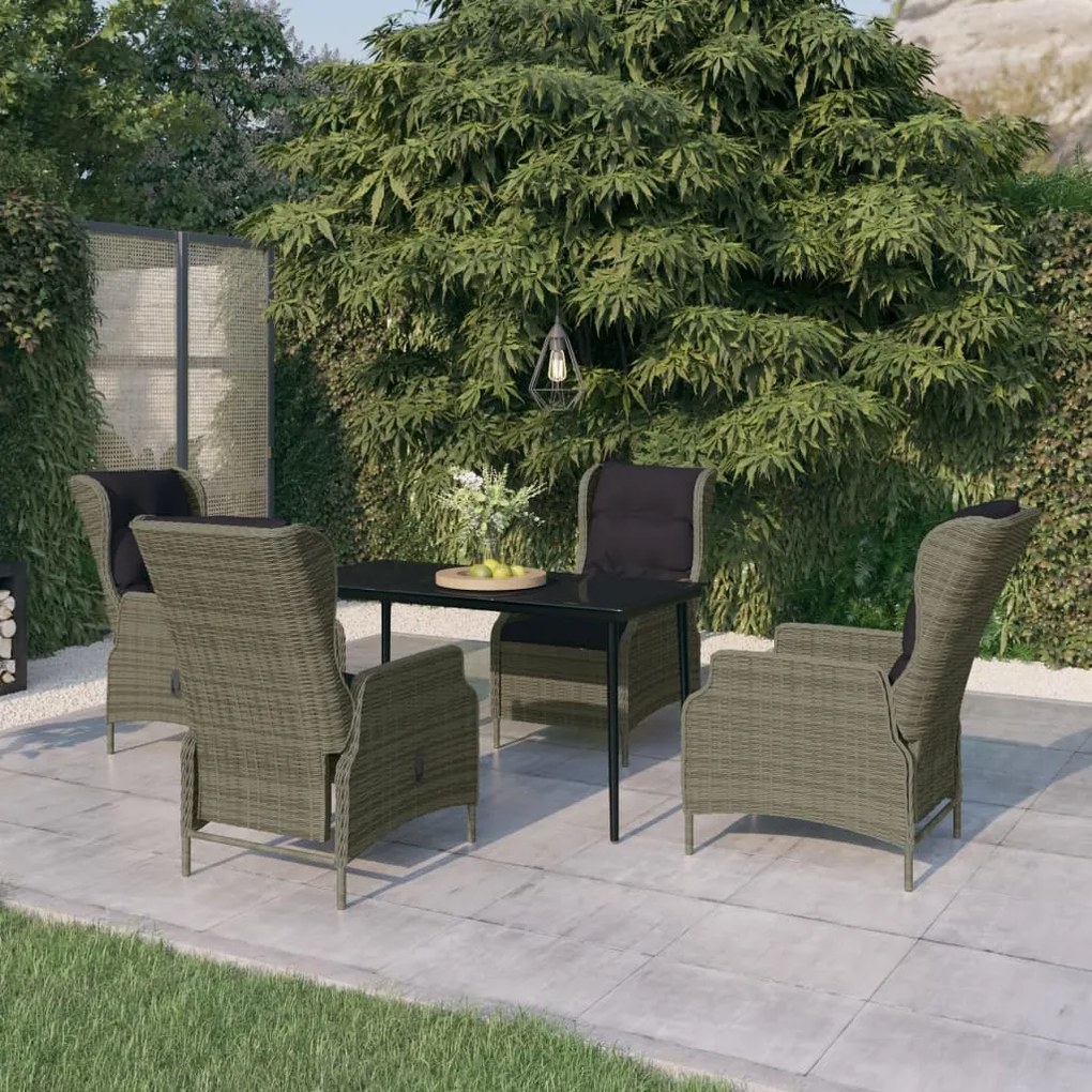 vidaXL 5 pcs conjunto de jantar para jardim castanho