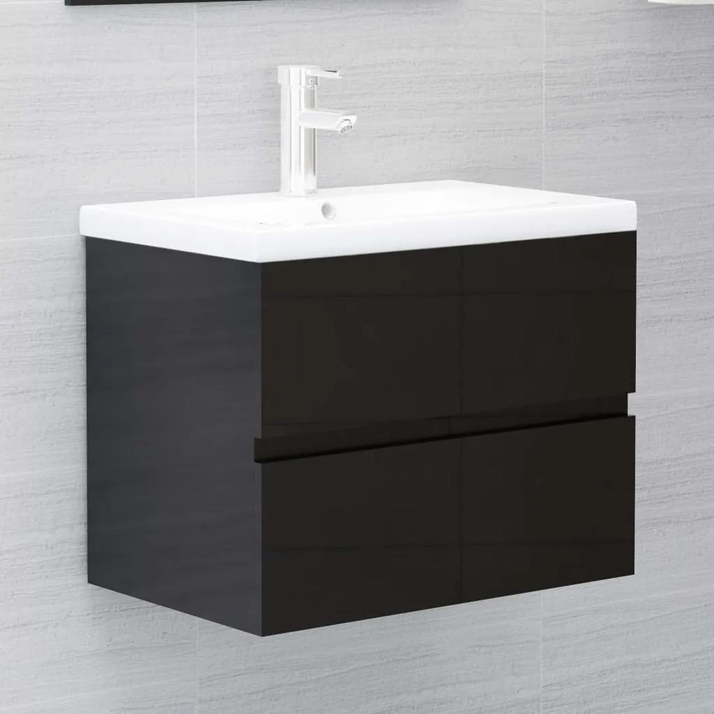 804744 vidaXL Armário lavatório 60x38,5x45 cm contraplacado preto brilhante