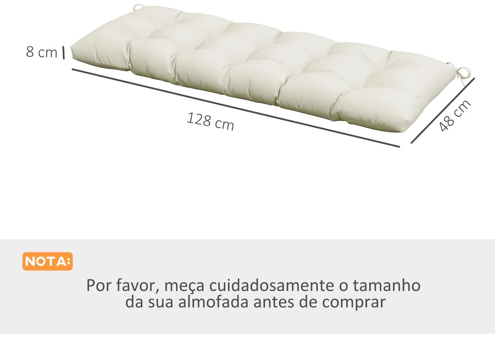 Almofada para Banco 128x48x8 cm Almofada para Banco de Jardim com 2 Co