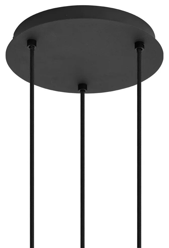 Candeeiro de suspensão Art Deco preto com vidro fumê redondo 3-luzes - Vidro