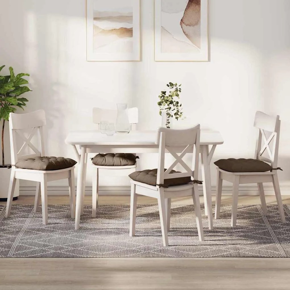 vidaXL Almofadas de Assento 4 pcs Castanho 40 x 40 x 6 cm tecido