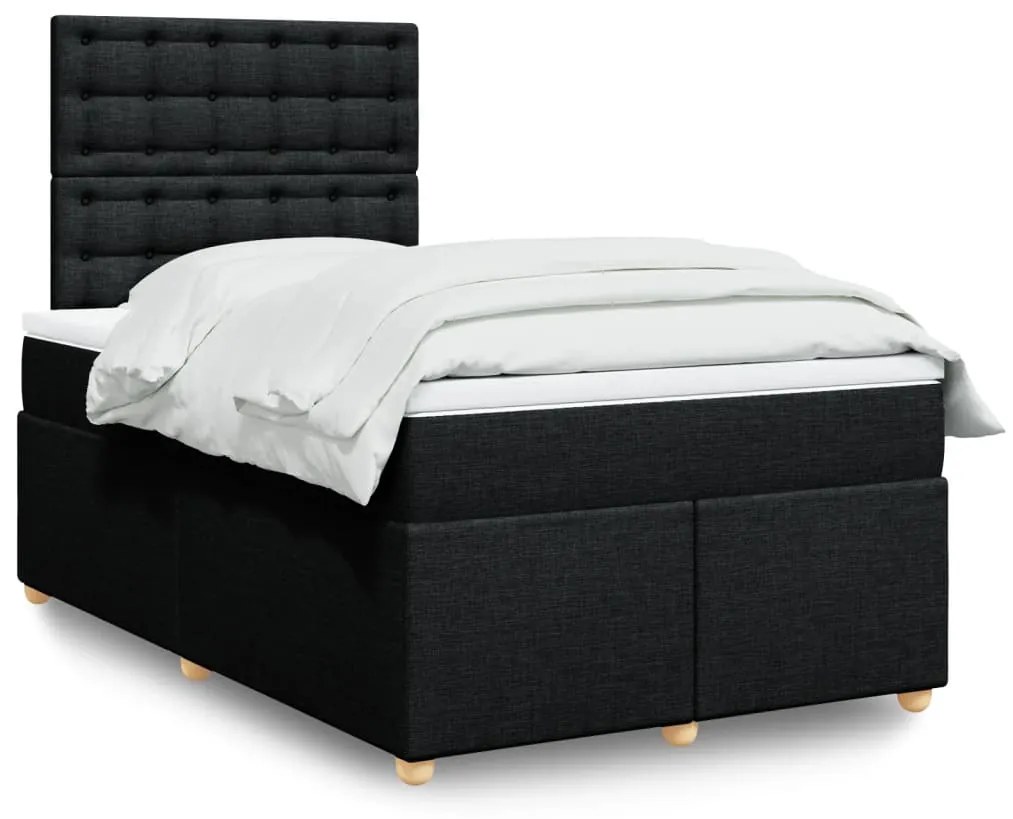 Cama boxspring com colchão 120x190 cm tecido preto