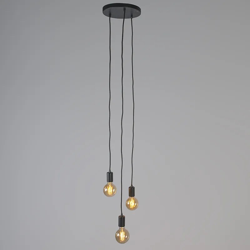 LED Candeeiro de suspensão inteligente industrial preto com Wifi G95 3 luzes - Facil Design,Moderno