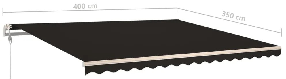 Toldo retrátil manual com luzes LED 4x3,5 m antracite