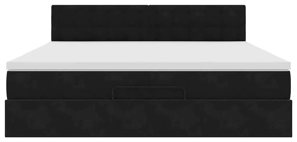 Estrutura de cama otomana com colchão 160x200 cm veludo preto