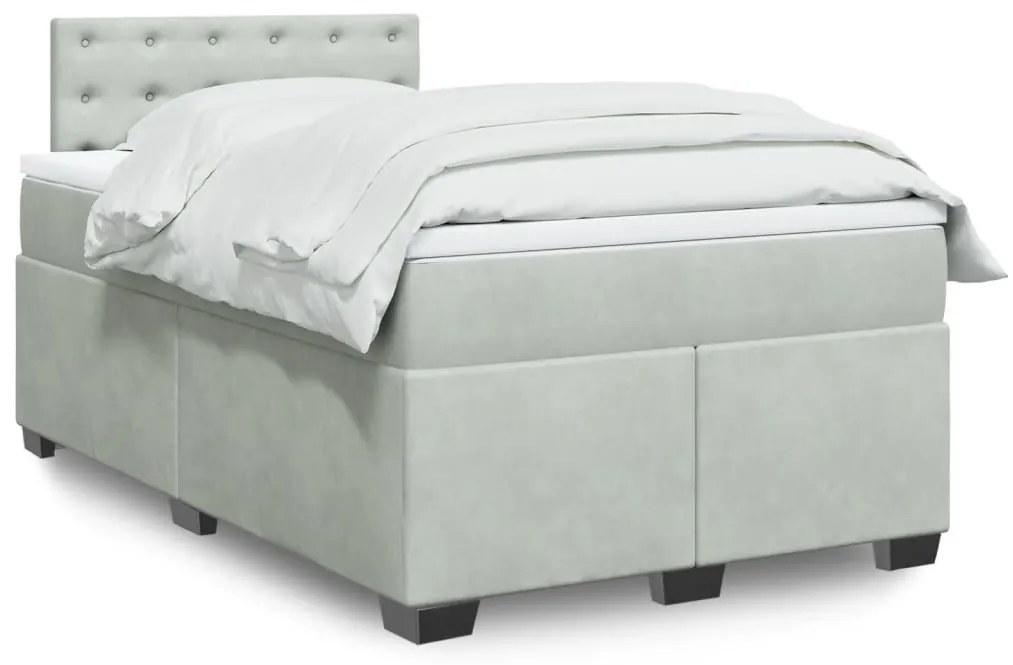 Cama boxspring com colchão 120x190 cm veludo cinzento-claro