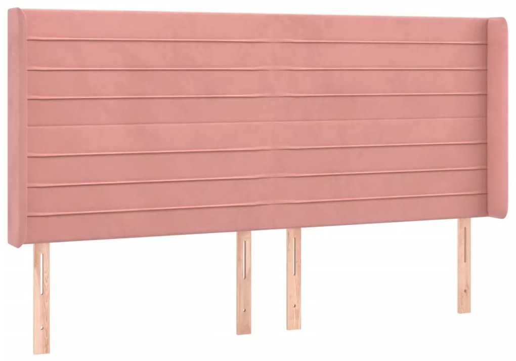 Cabeceira de cama c/ luzes LED veludo 183x16x118/128 cm rosa